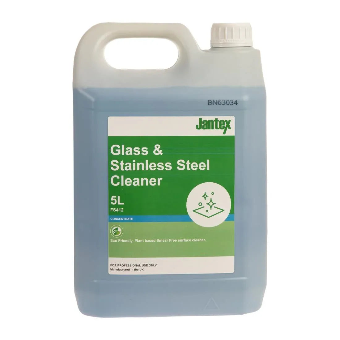 FS412 Jantex Green Glass and Stainless Steel Cleaner Concentrate 5Ltr - JD Catering Equipment Solutions Ltd