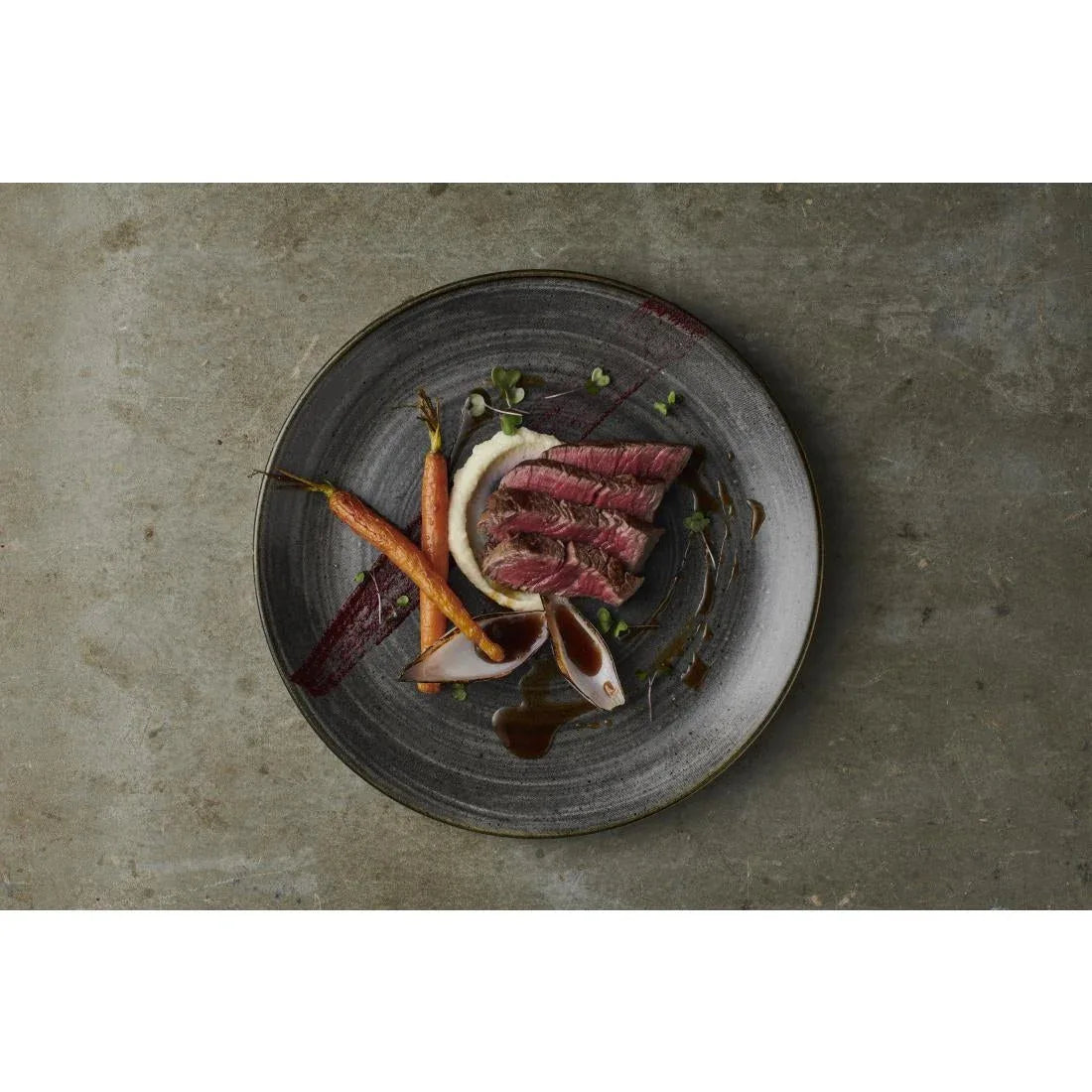 FS838 Churchill Stonecast Raw Evolve Coupe Plate Black 219mm (Pack of 12) - JD Catering Equipment Solutions Ltd