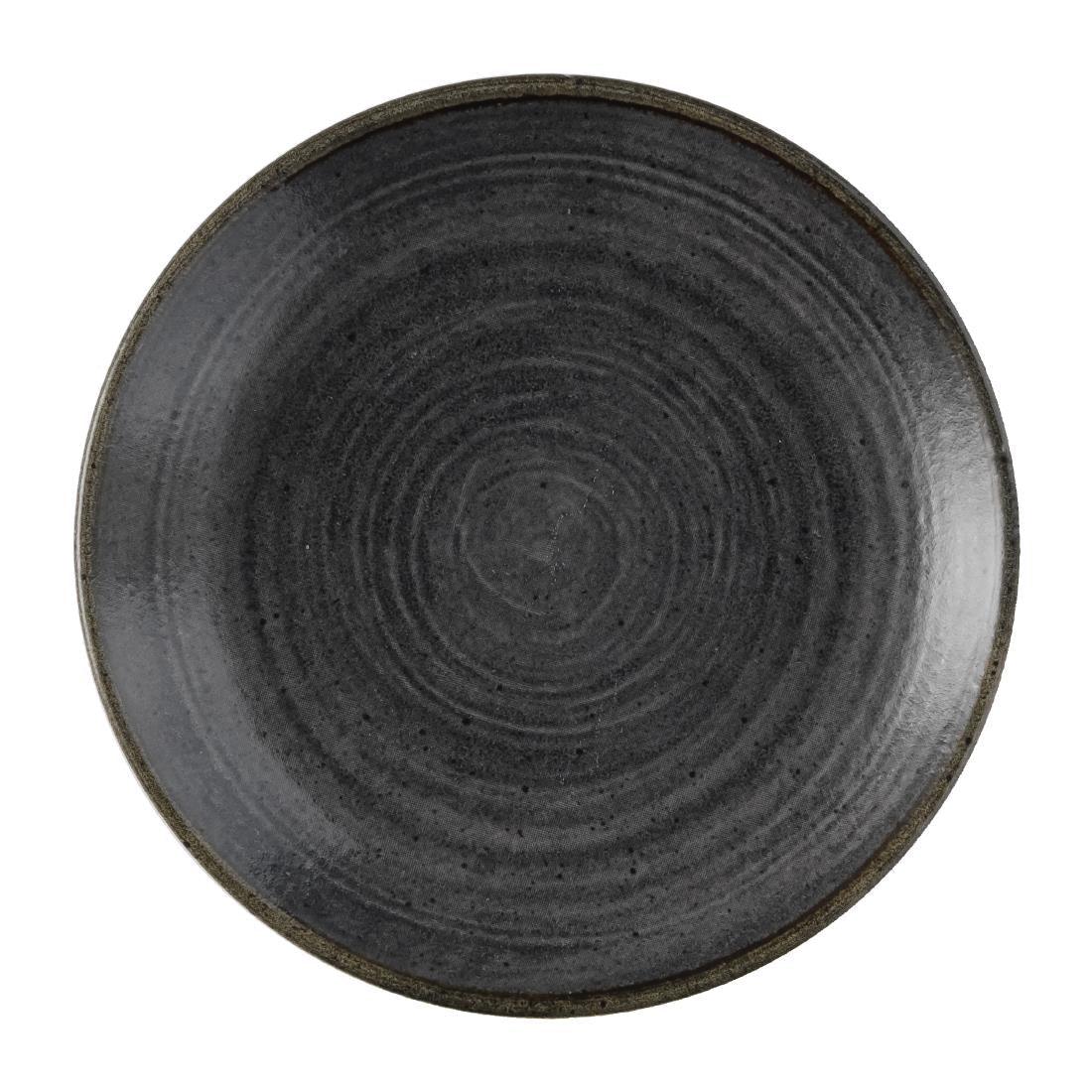 FS839 Churchill Stonecast Raw Evolve Coupe Plate Black 165mm (Pack of 12) - JD Catering Equipment Solutions Ltd