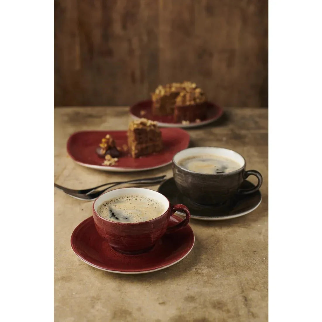 FS890 Churchill Stonecast Patina Cappuccino Cup Red Rust 340ml (Pack of 12) - JD Catering Equipment Solutions Ltd