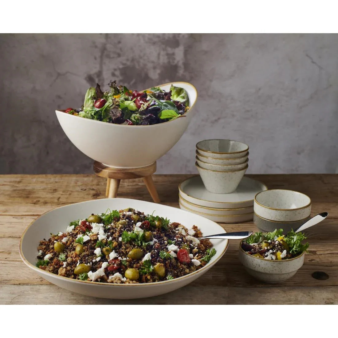 FS910 Churchill Melamine Stonecast Moonstone Buffet Bowl 360mm (Pack of 2) - JD Catering Equipment Solutions Ltd