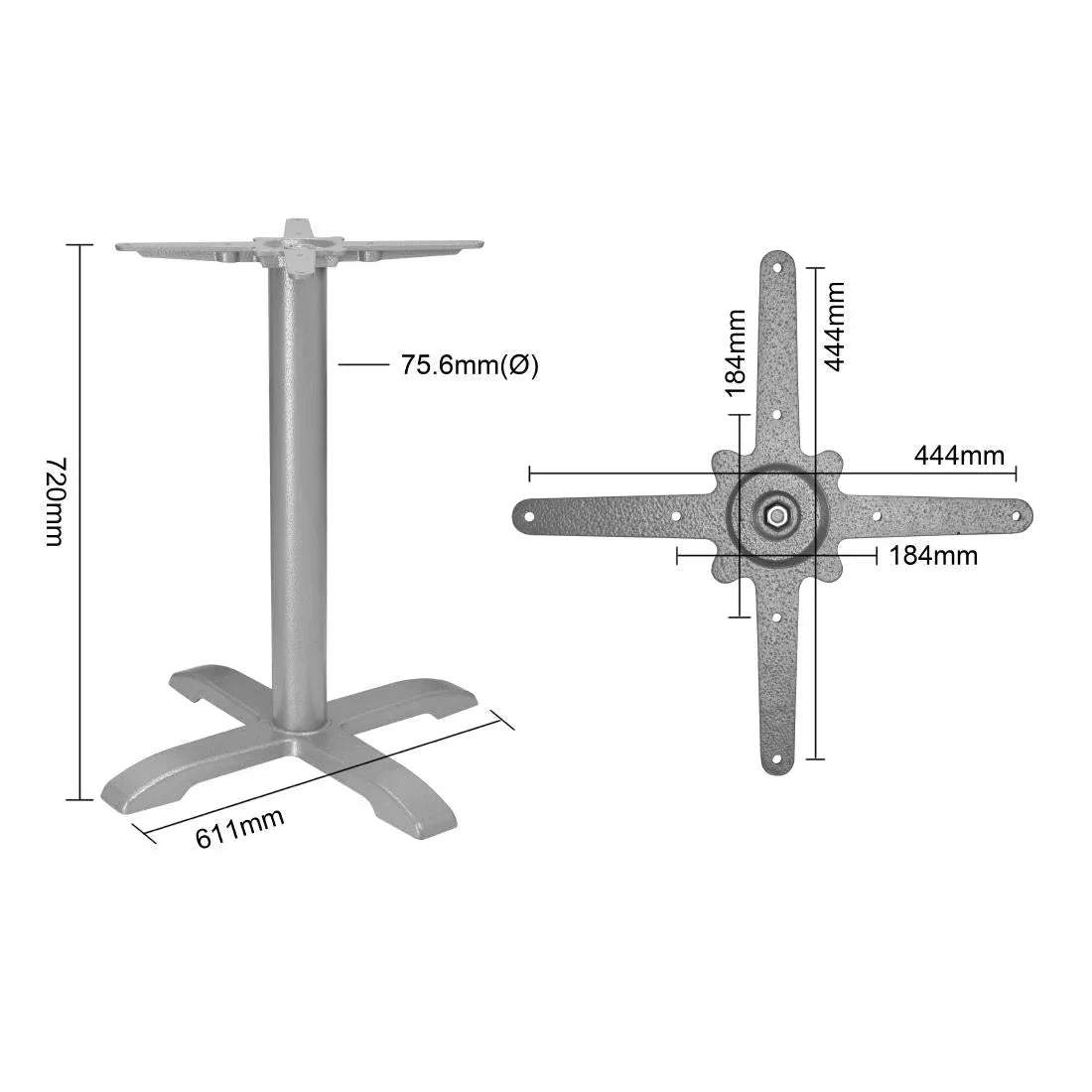 FT028 Bolero Cast Iron Table Base Grey - JD Catering Equipment Solutions Ltd