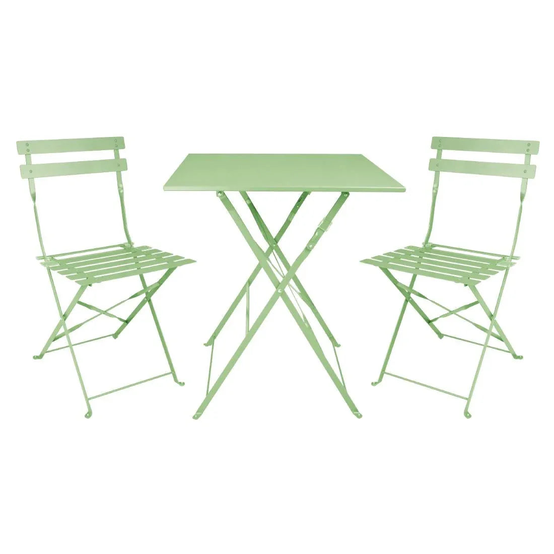 FT270 Bolero Pavement Style Steel Folding Chairs Light Green (Pack of 2) JD Catering Equipment Solutions Ltd