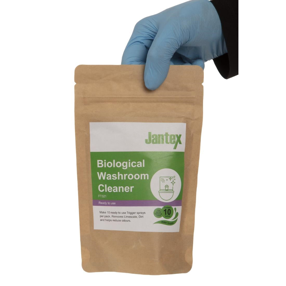 FT321 Jantex Green Biological Washroom Cleaner Sachets (Pack of 10) JD Catering Equipment Solutions Ltd