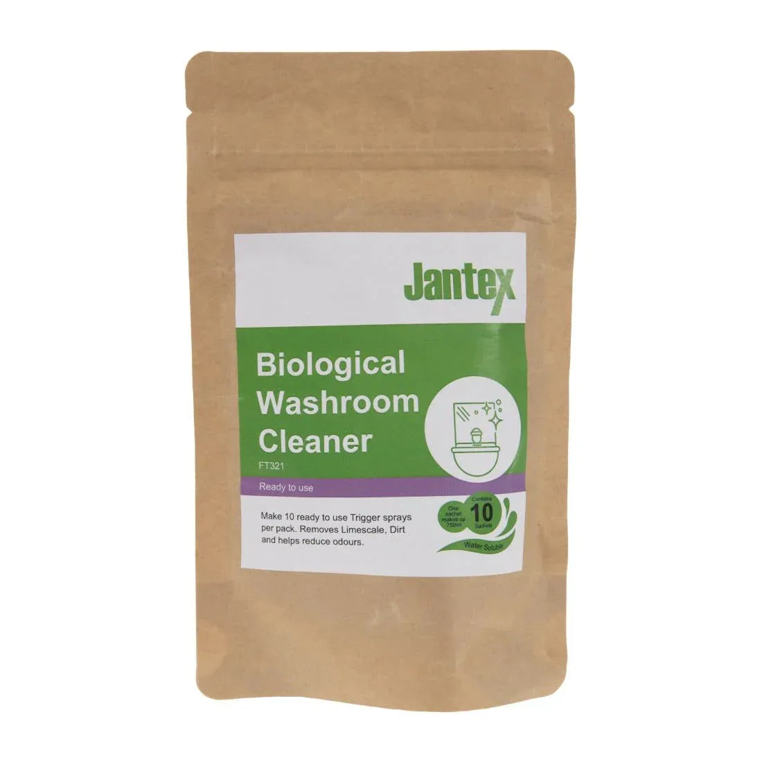 FT321 Jantex Green Biological Washroom Cleaner Sachets (Pack of 10) - JD Catering Equipment Solutions Ltd