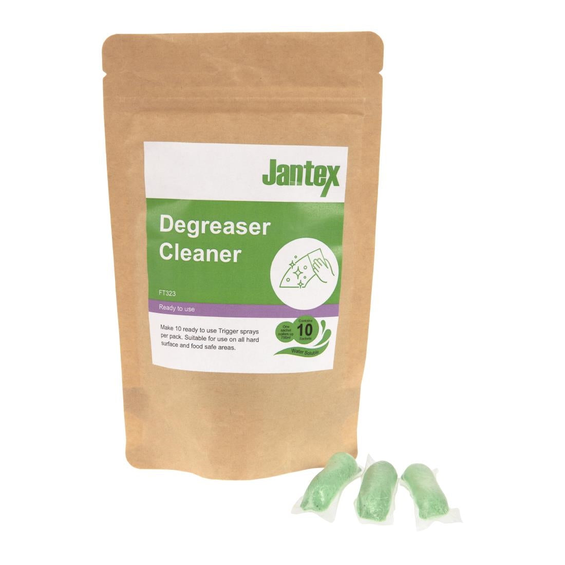 FT323 Jantex Green Kitchen Degreaser Cleaner Sachets (Pack of 10) JD Catering Equipment Solutions Ltd