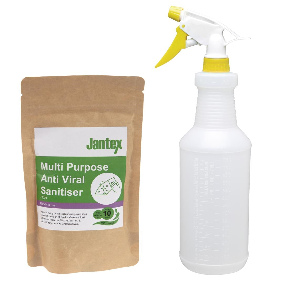 FT324 Jantex Green Anti-Viral Cleaner Sachets (Pack of 10) JD Catering Equipment Solutions Ltd