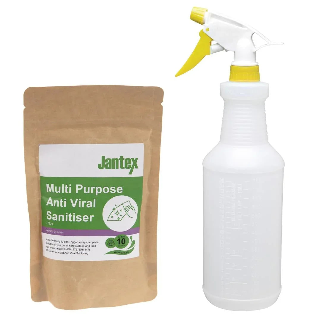 FT324 Jantex Green Anti-Viral Cleaner Sachets (Pack of 10) - JD Catering Equipment Solutions Ltd