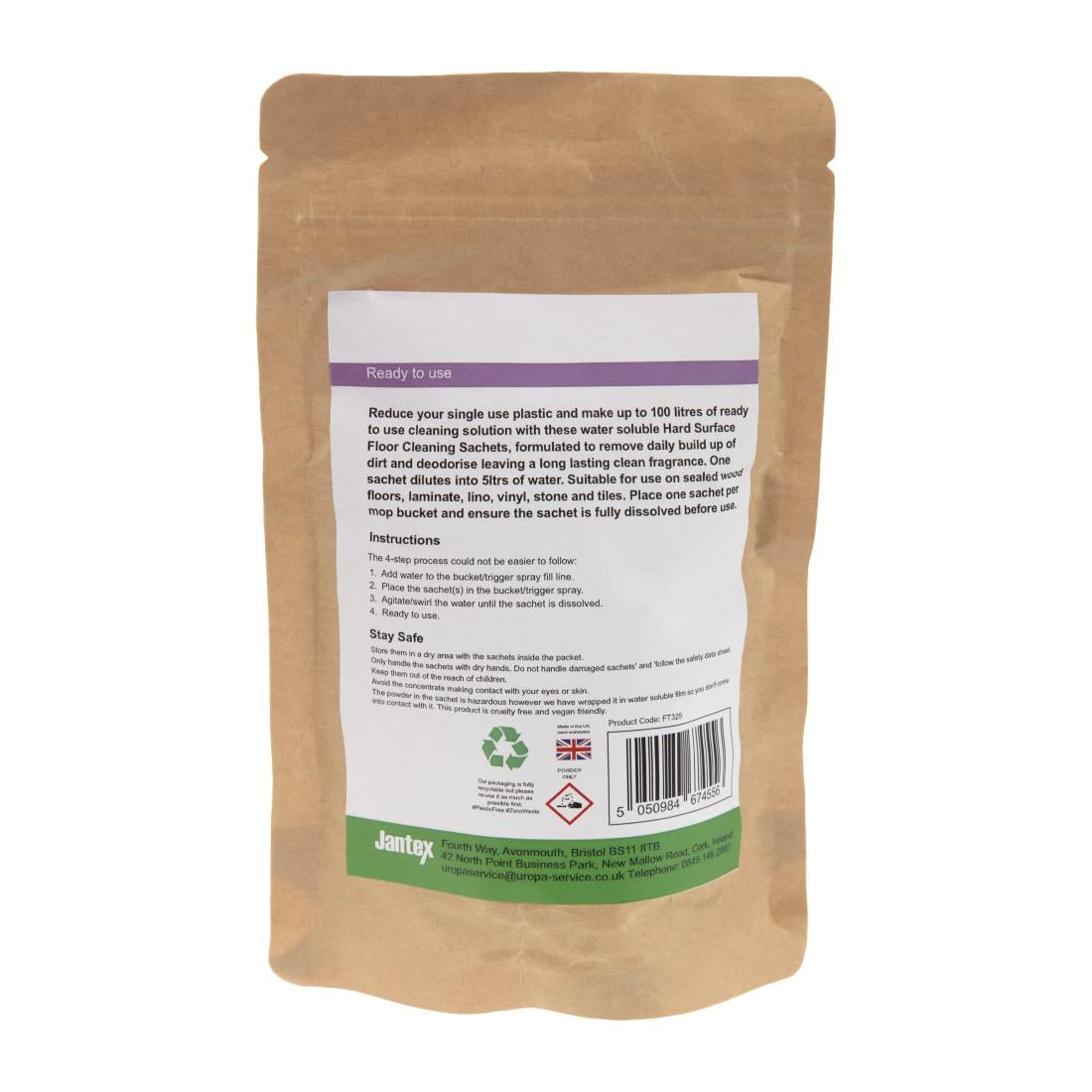 FT325 Jantex Green Hard Surface Floor Cleaner Sachets (Pack of 20) JD Catering Equipment Solutions Ltd