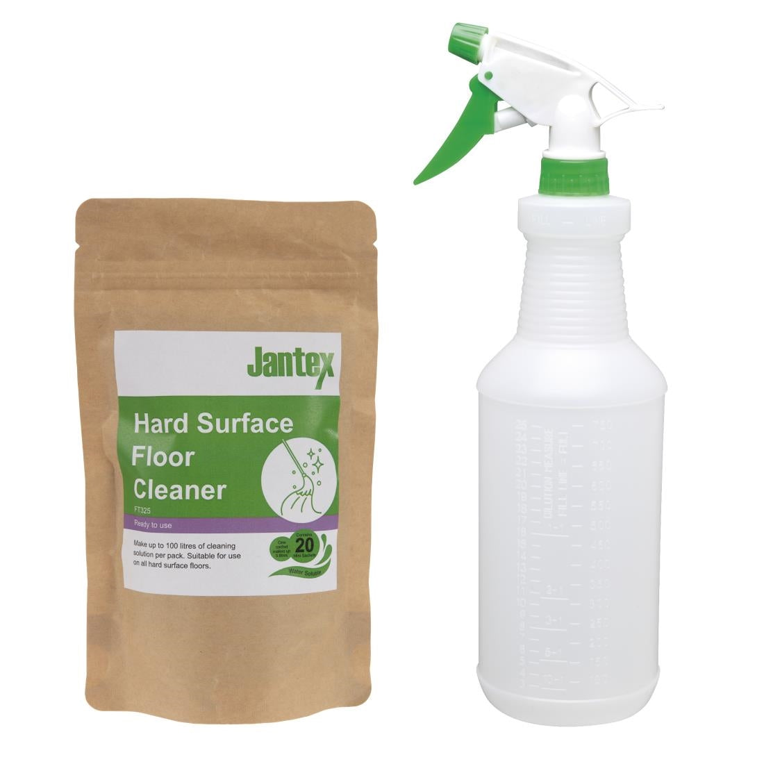 FT325 Jantex Green Hard Surface Floor Cleaner Sachets (Pack of 20) JD Catering Equipment Solutions Ltd