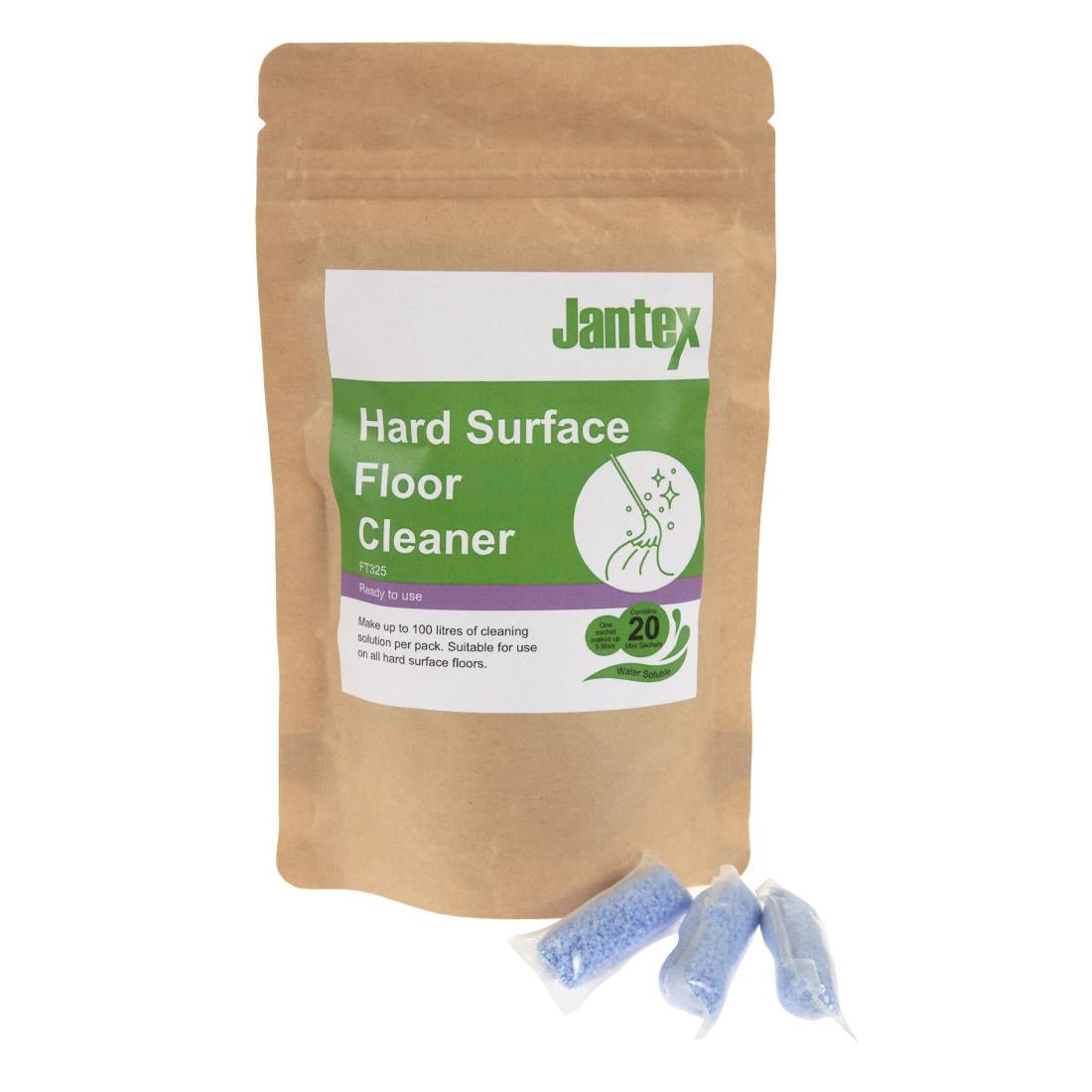FT325 Jantex Green Hard Surface Floor Cleaner Sachets (Pack of 20) JD Catering Equipment Solutions Ltd