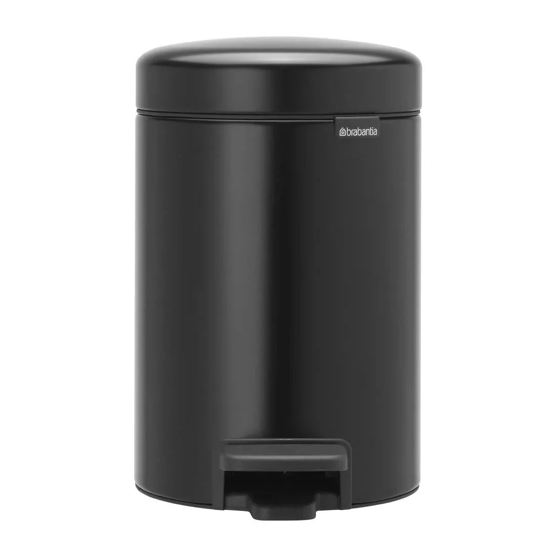 FT373 Brabantia Newlcon Pedal Bin Matt Black 3Ltr - JD Catering Equipment Solutions Ltd