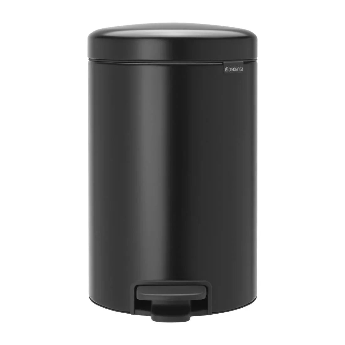 FT374 Brabantia Newlcon Pedal Bin Matt Black 12Ltr - JD Catering Equipment Solutions Ltd