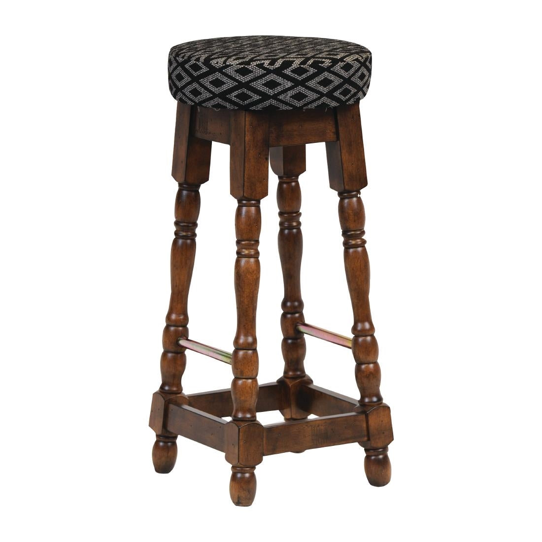 FT401 Classic Rubber Wood High Bar Stool with Black Diamond Seat (Pack of 2) JD Catering Equipment Solutions Ltd