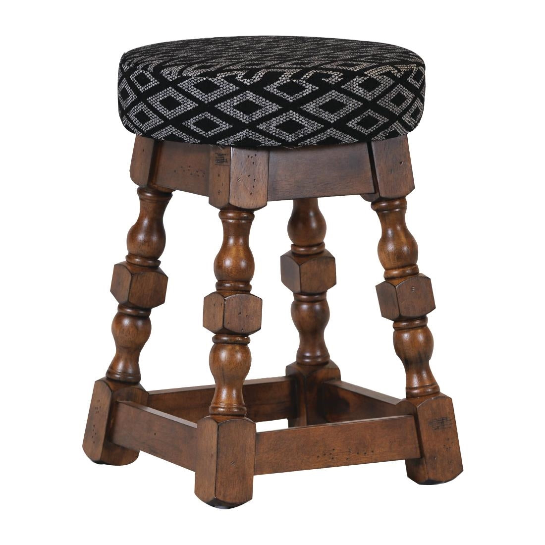 FT405 Classic Rubber Wood Low Bar Stool with Black Diamond Seat (Pack of 2) JD Catering Equipment Solutions Ltd