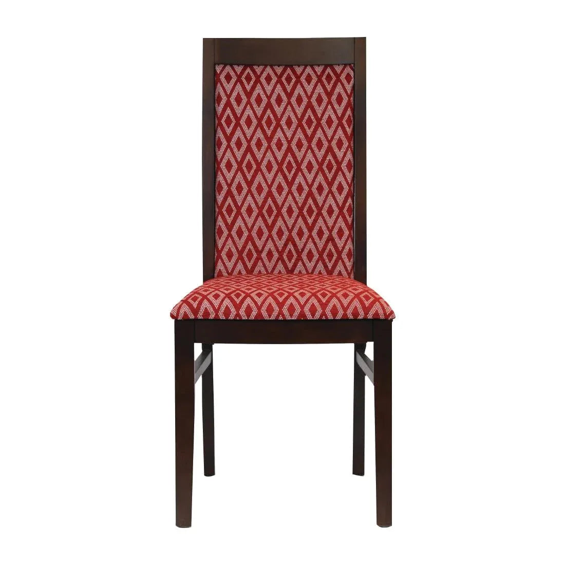FT412 Brooklyn Padded Back Dark Walnut Dining Chair with Red Diamond Padded Seat and Back (Pack of 2) - JD Catering Equipment Solutions Ltd