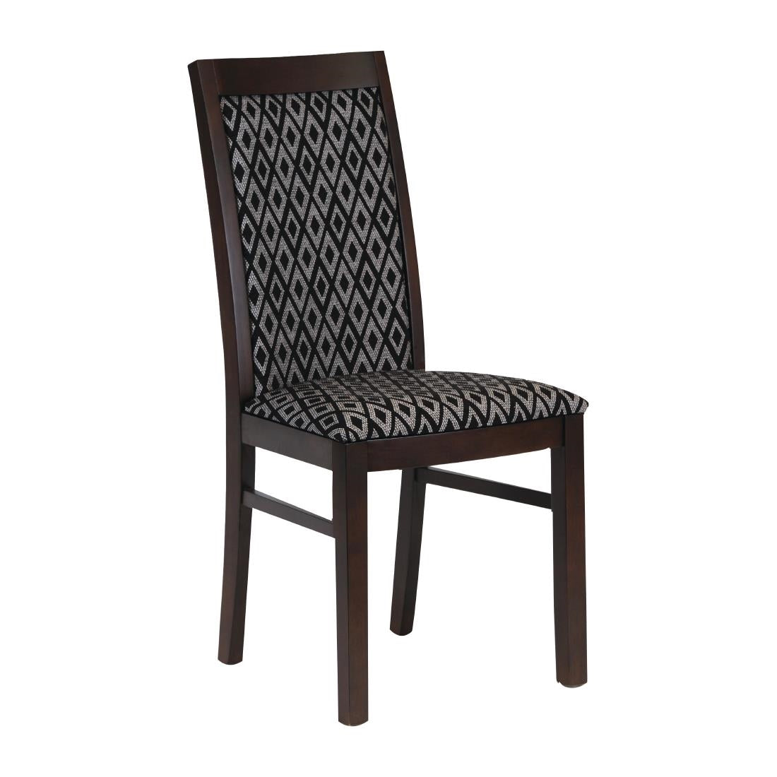 FT413 Brooklyn Padded Back Dark Walnut Dining Chair with Black Diamond Padded Seat and Back (Pack of 2) JD Catering Equipment Solutions Ltd