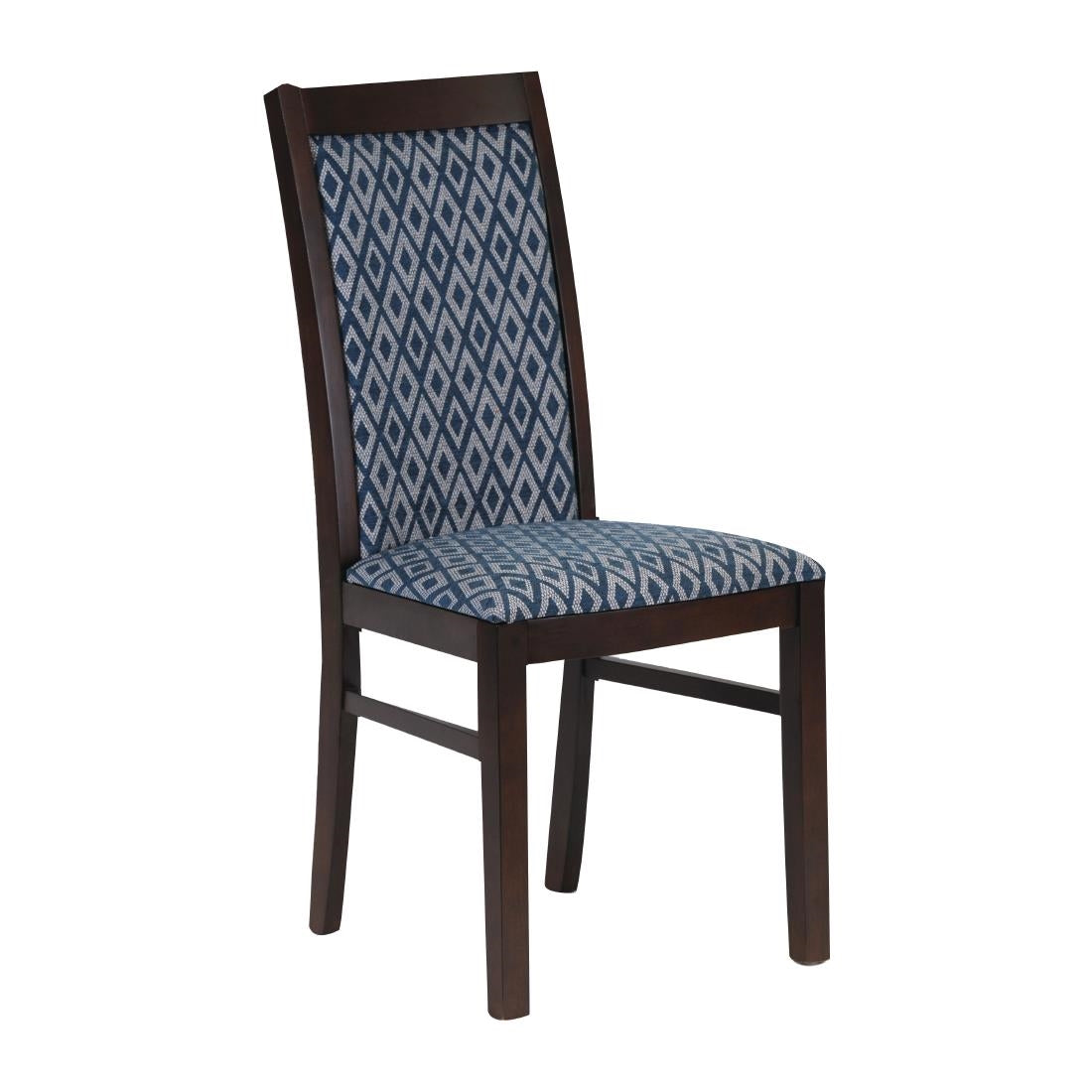 FT414 Brooklyn Padded Back Dark Walnut Dining Chair with Blue Diamond Padded Seat and Back (Pack of 2) JD Catering Equipment Solutions Ltd