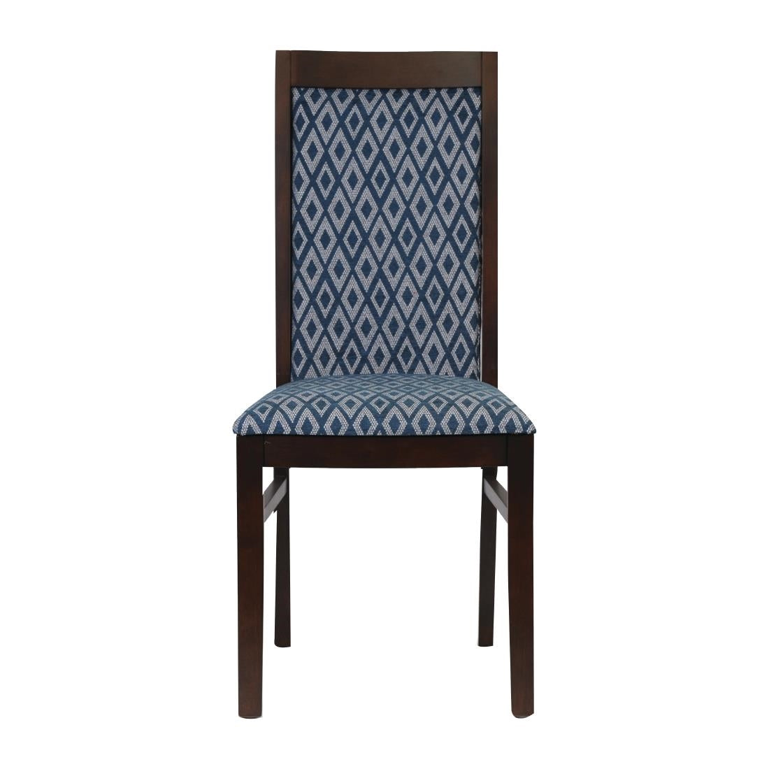 FT414 Brooklyn Padded Back Dark Walnut Dining Chair with Blue Diamond Padded Seat and Back (Pack of 2) JD Catering Equipment Solutions Ltd