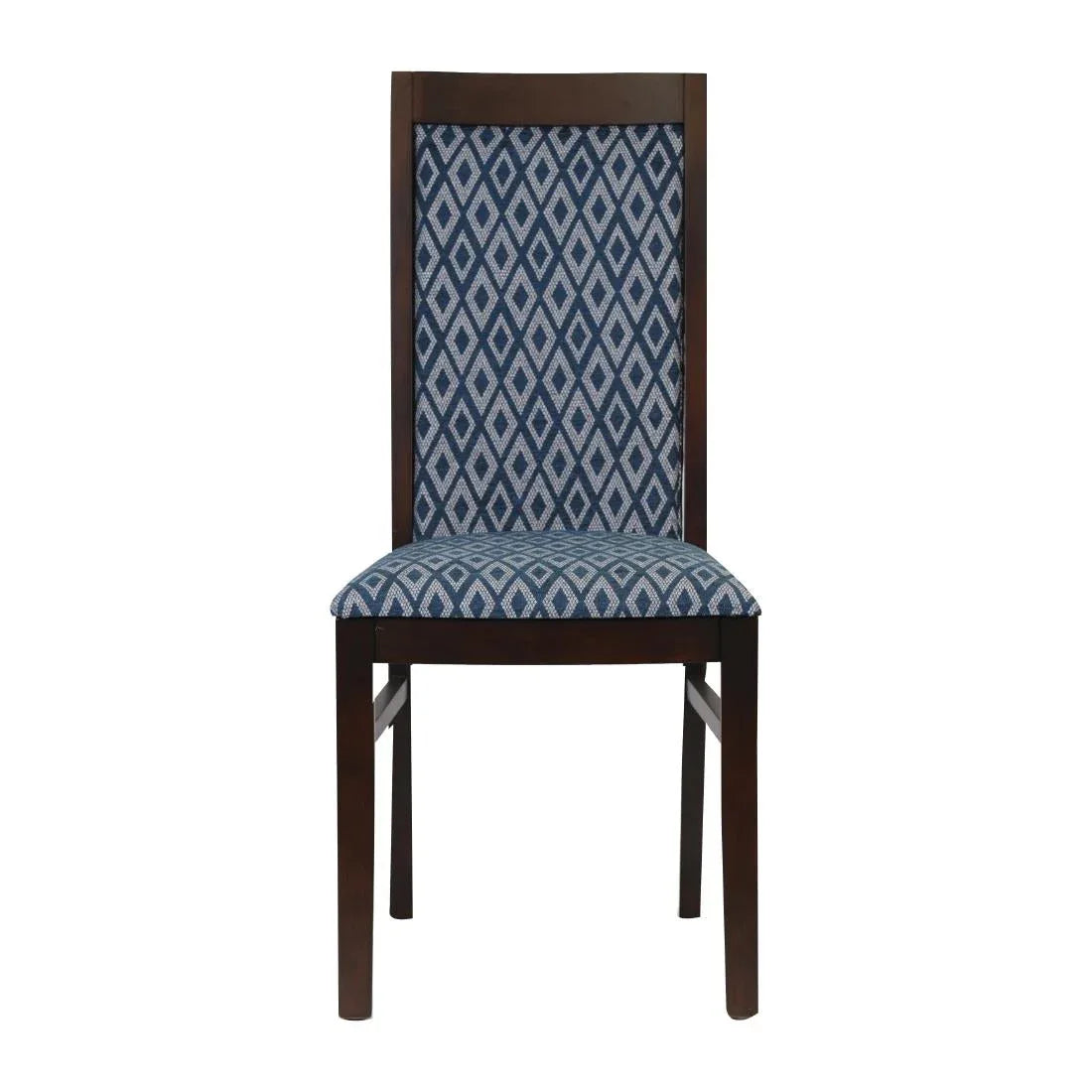 FT414 Brooklyn Padded Back Dark Walnut Dining Chair with Blue Diamond Padded Seat and Back (Pack of 2) - JD Catering Equipment Solutions Ltd