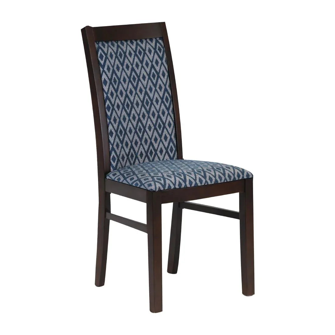 FT414 Brooklyn Padded Back Dark Walnut Dining Chair with Blue Diamond Padded Seat and Back (Pack of 2) - JD Catering Equipment Solutions Ltd