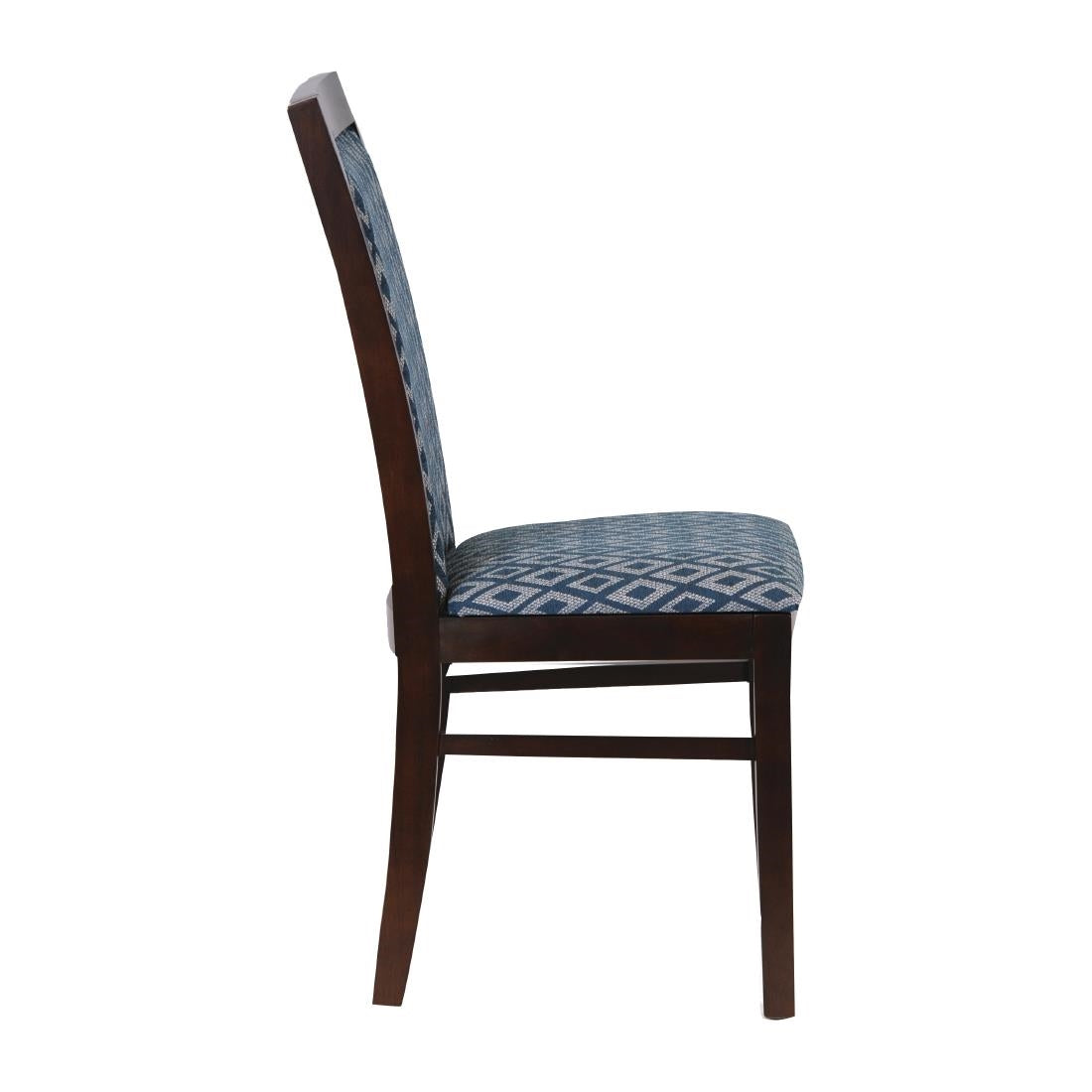 FT414 Brooklyn Padded Back Dark Walnut Dining Chair with Blue Diamond Padded Seat and Back (Pack of 2) JD Catering Equipment Solutions Ltd