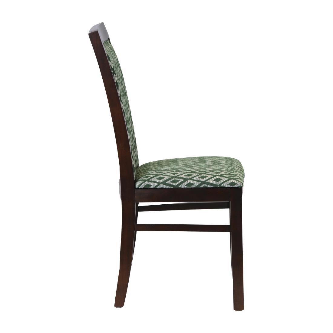 FT415 Brooklyn Padded Back Dark Walnut Dining Chair with Green Diamond Padded Seat and Back (Pack of 2) JD Catering Equipment Solutions Ltd