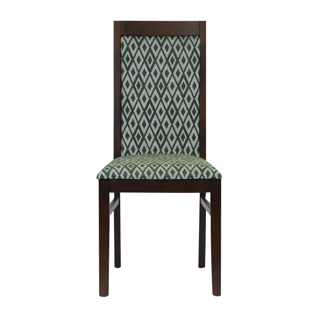 FT415 Brooklyn Padded Back Dark Walnut Dining Chair with Green Diamond Padded Seat and Back (Pack of 2) JD Catering Equipment Solutions Ltd
