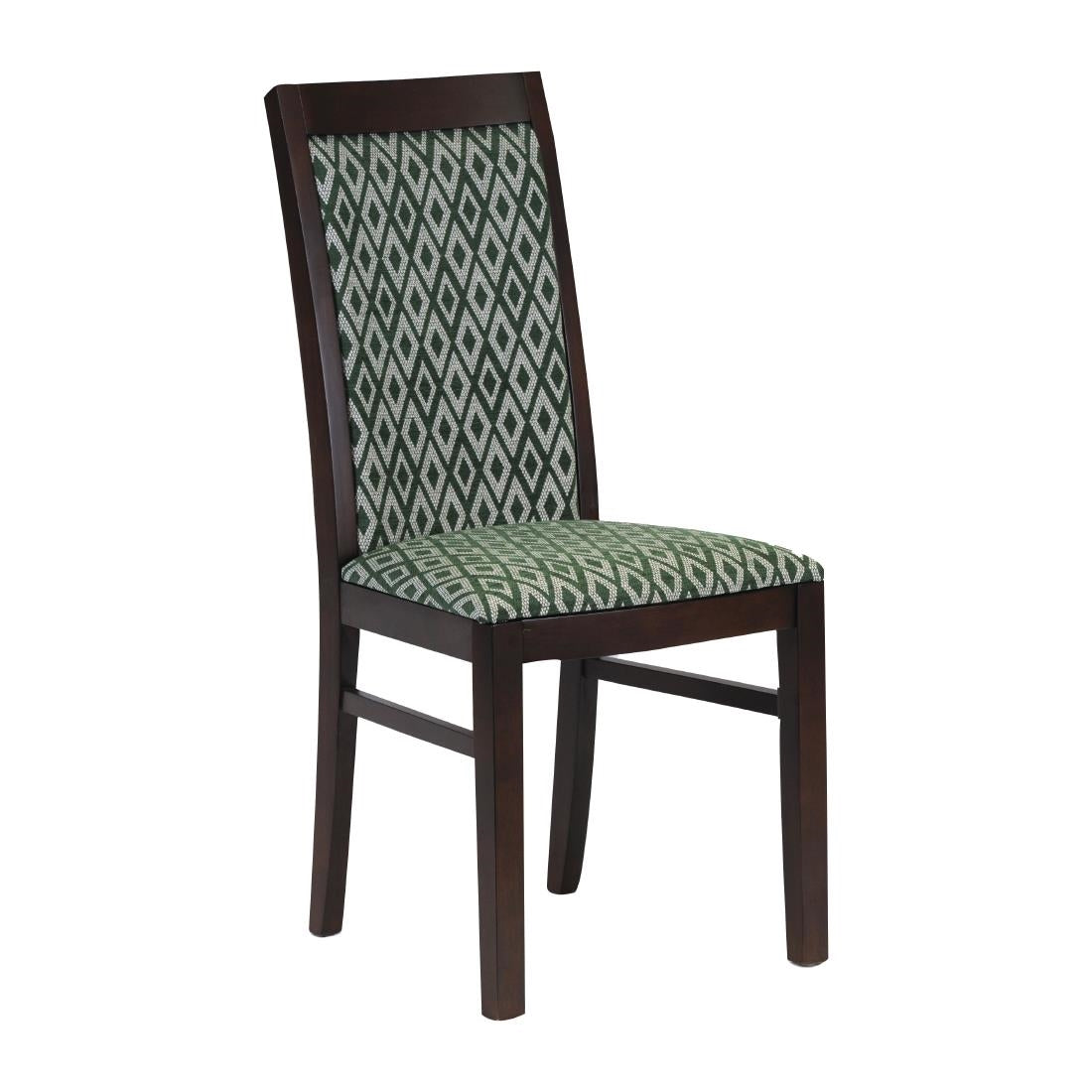 FT415 Brooklyn Padded Back Dark Walnut Dining Chair with Green Diamond Padded Seat and Back (Pack of 2) JD Catering Equipment Solutions Ltd