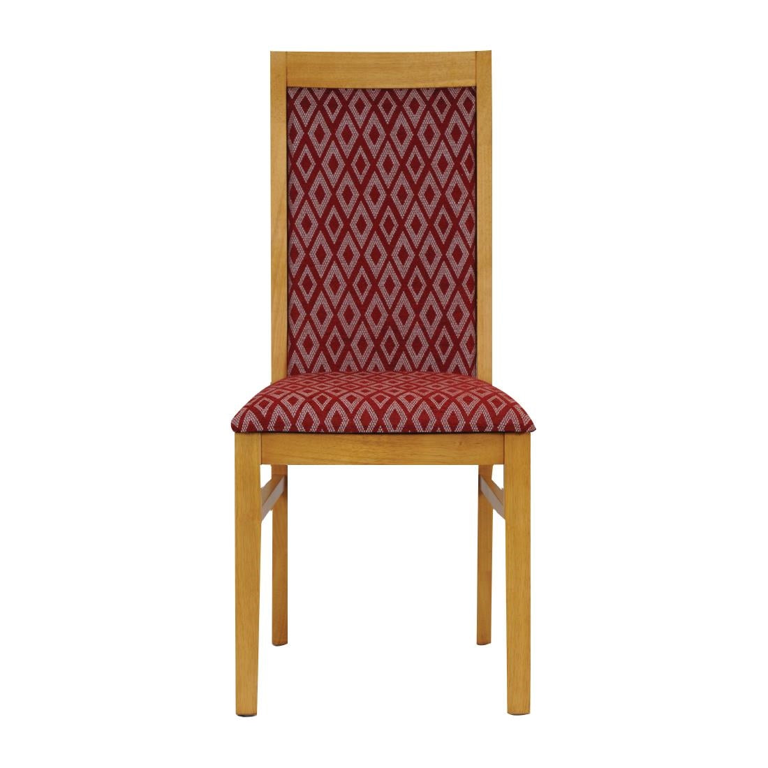 FT416 Brooklyn Padded Back Soft Oak Dining Chair with Red Diamond Padded Seat and Back (Pack of 2) JD Catering Equipment Solutions Ltd