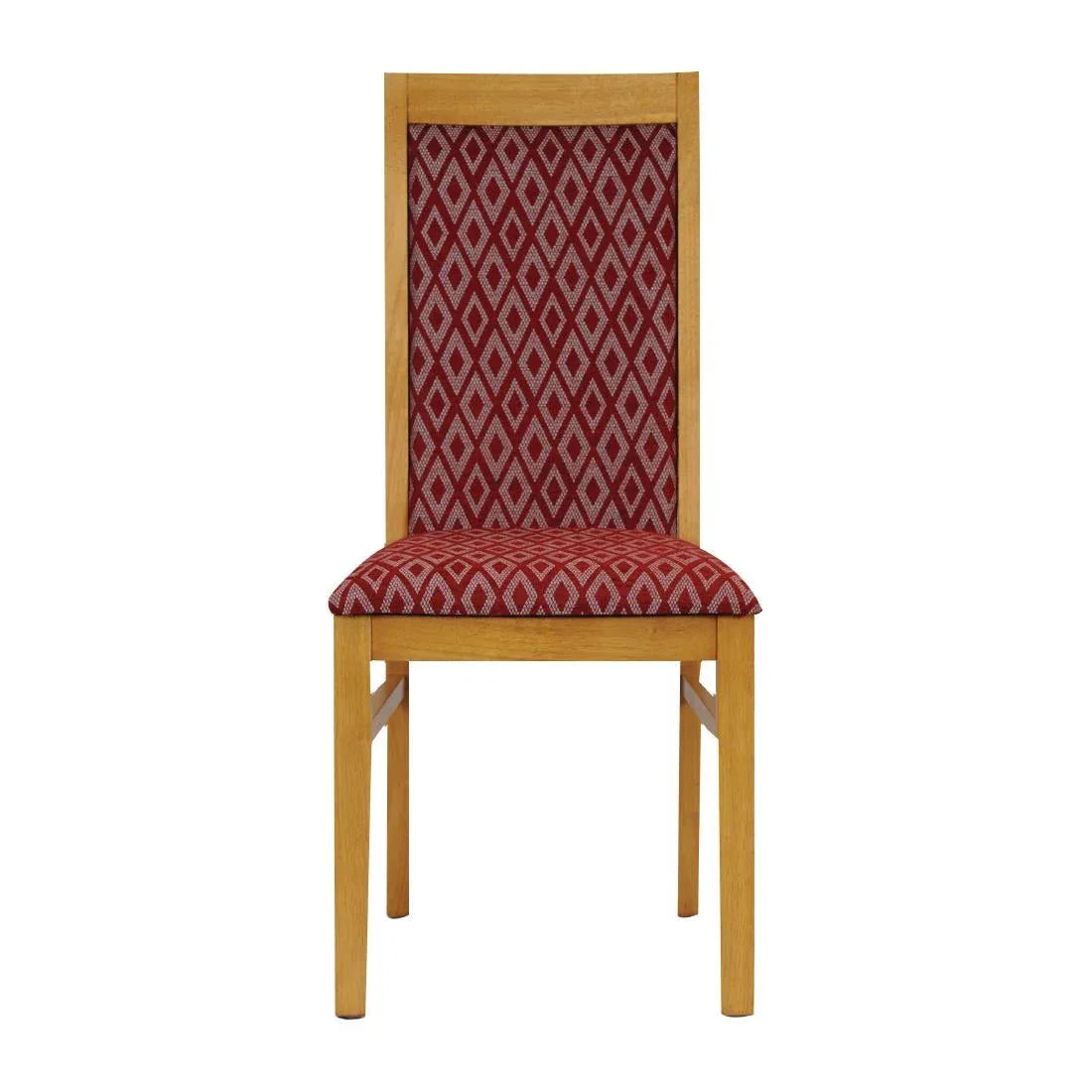 FT416 Brooklyn Padded Back Soft Oak Dining Chair with Red Diamond Padded Seat and Back (Pack of 2) - JD Catering Equipment Solutions Ltd