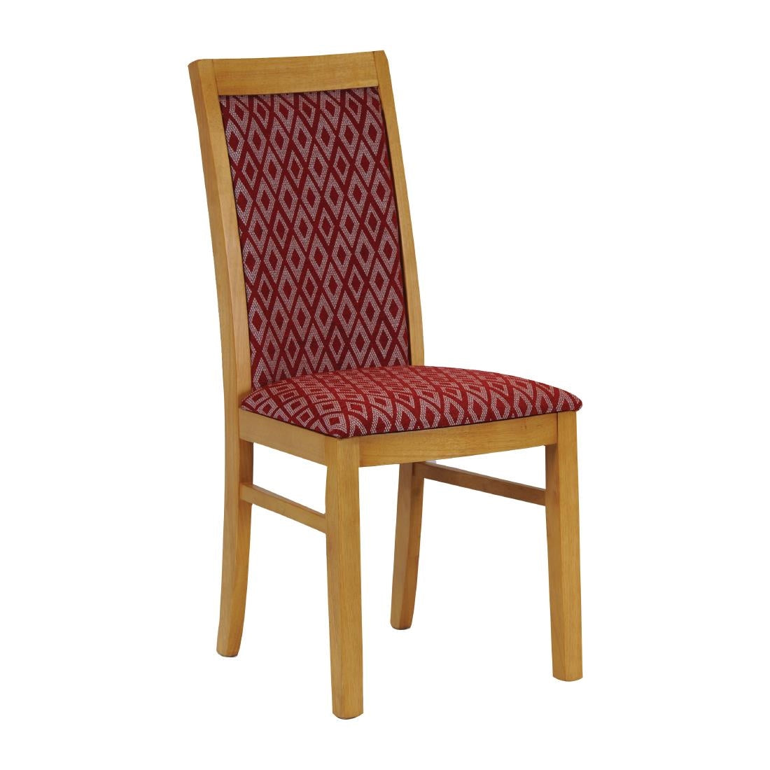 FT416 Brooklyn Padded Back Soft Oak Dining Chair with Red Diamond Padded Seat and Back (Pack of 2) JD Catering Equipment Solutions Ltd