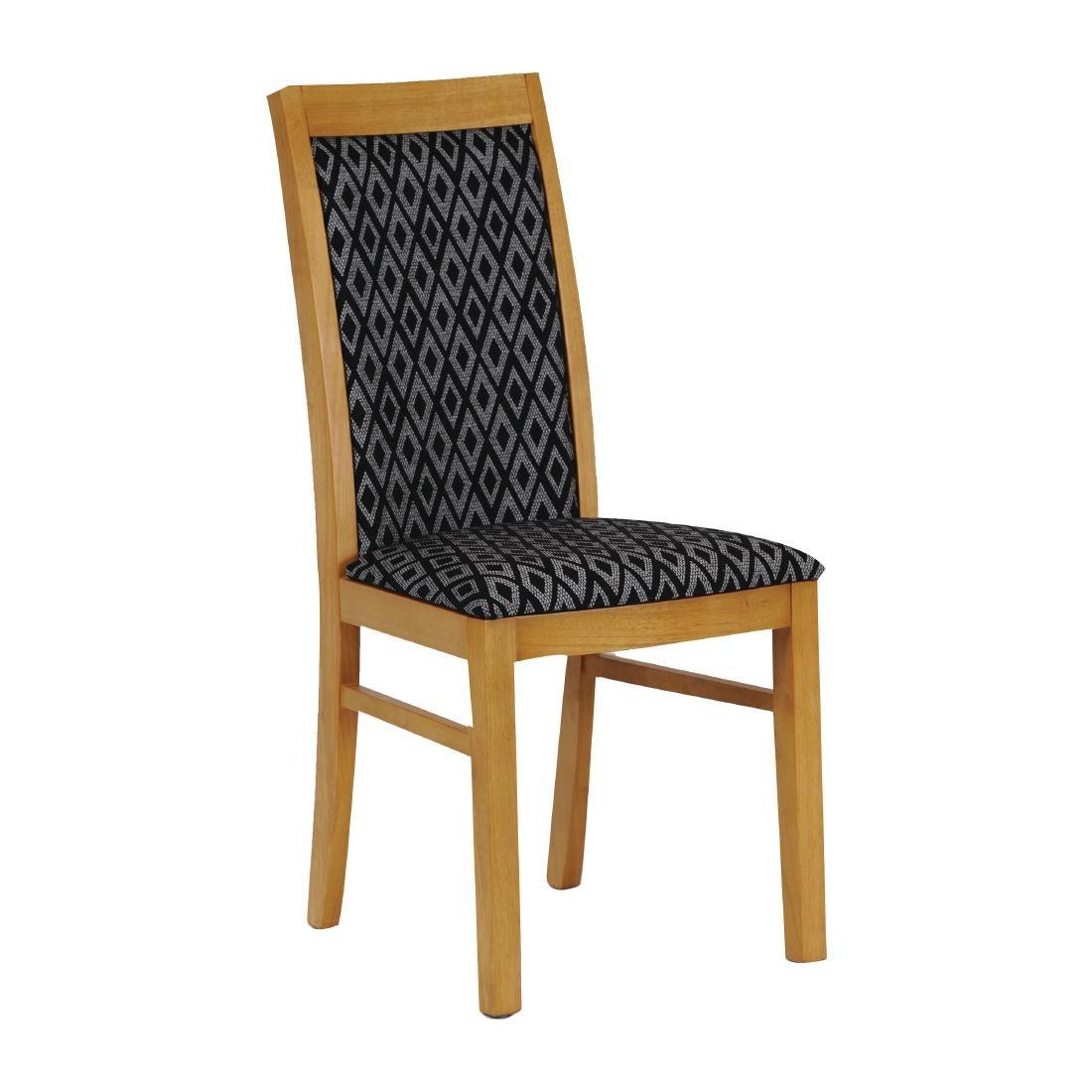 FT417 Brooklyn Padded Back Soft Oak Dining Chair with Black Diamond Padded Seat and Back (Pack of 2) JD Catering Equipment Solutions Ltd