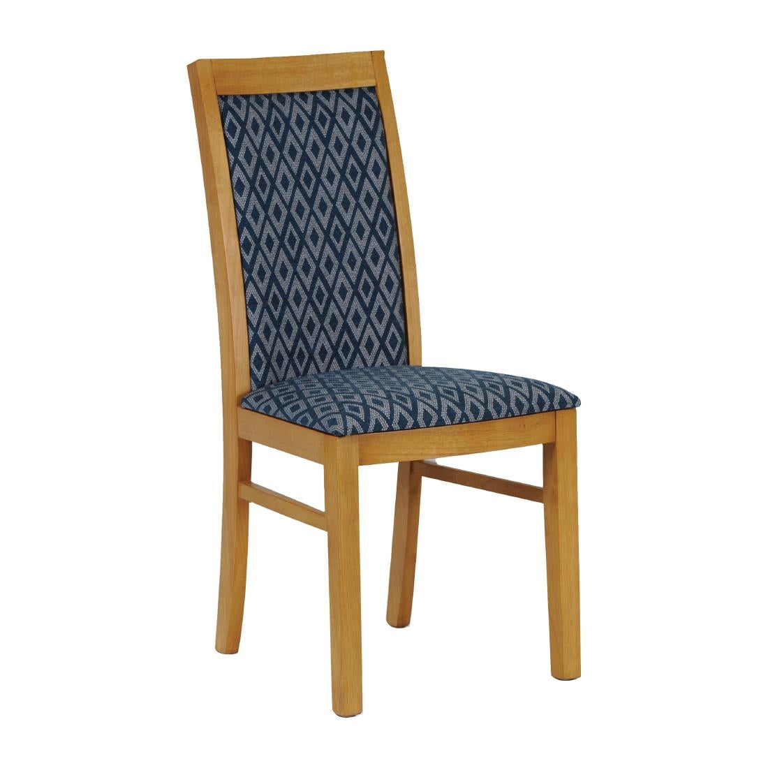 FT418 Brooklyn Padded Back Soft Oak Dining Chair with Blue Diamond Padded Seat and Back (Pack of 2) JD Catering Equipment Solutions Ltd