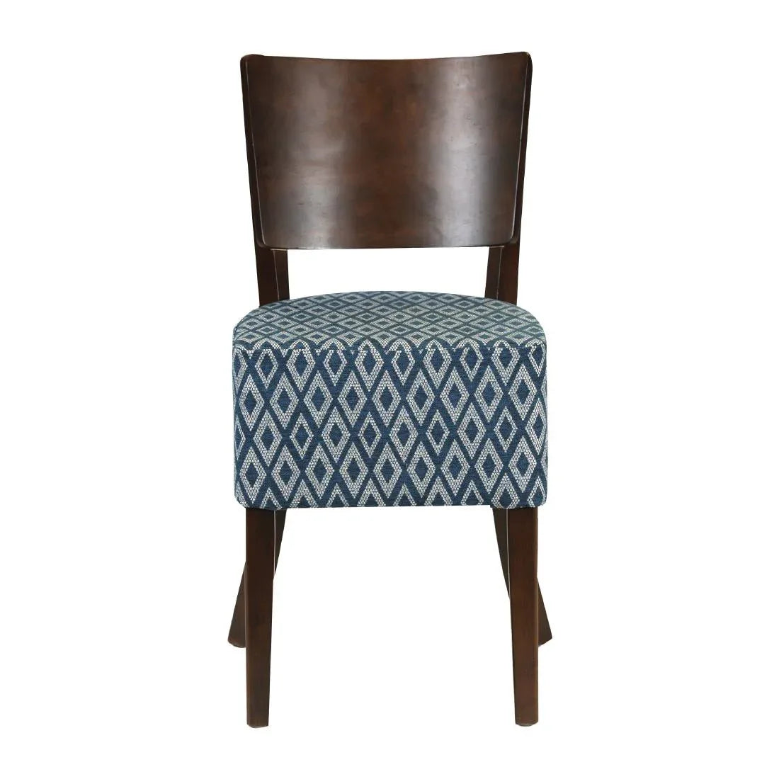 FT422 Asti Padded Dark Walnut Dining Chair with Blue Diamond Deep Padded Seat and Back (Pack of 2) - JD Catering Equipment Solutions Ltd