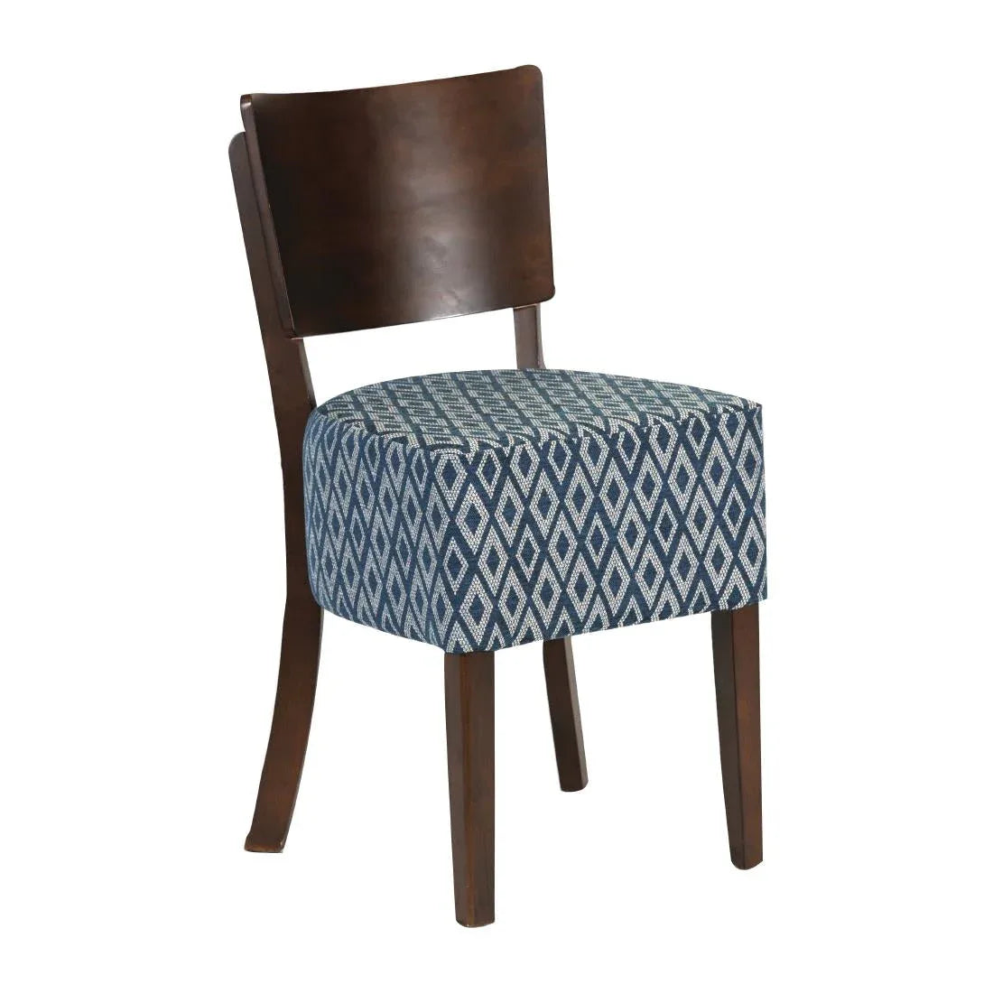 FT422 Asti Padded Dark Walnut Dining Chair with Blue Diamond Deep Padded Seat and Back (Pack of 2) - JD Catering Equipment Solutions Ltd