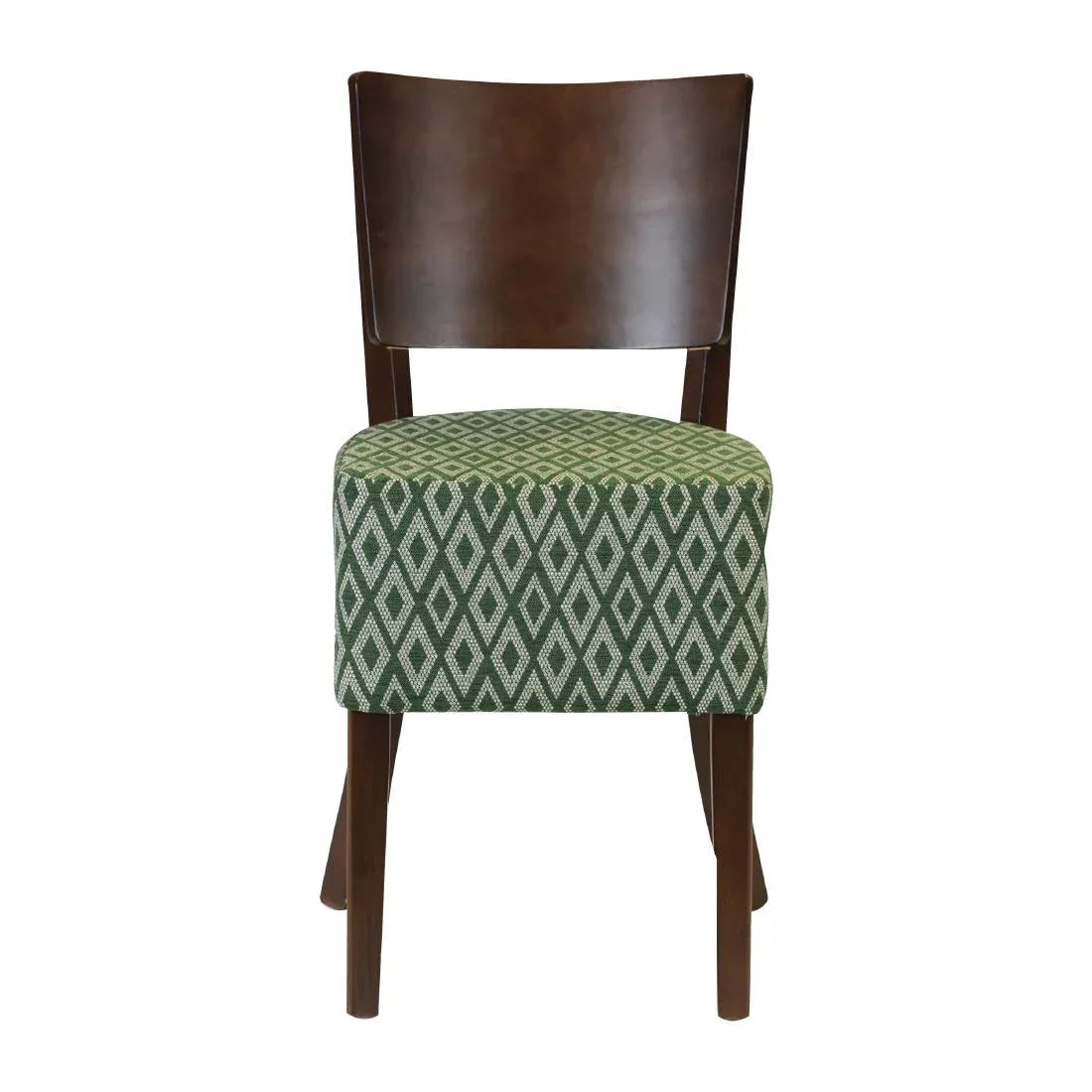 FT423 Asti Padded Dark Walnut Dining Chair with Green Diamond Deep Padded Seat and Back (Pack of 2) - JD Catering Equipment Solutions Ltd