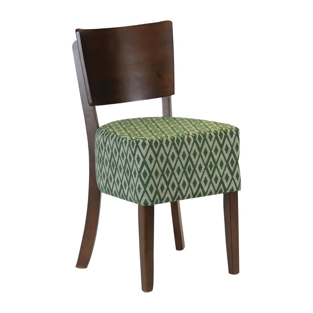 FT423 Asti Padded Dark Walnut Dining Chair with Green Diamond Deep Padded Seat and Back (Pack of 2) JD Catering Equipment Solutions Ltd