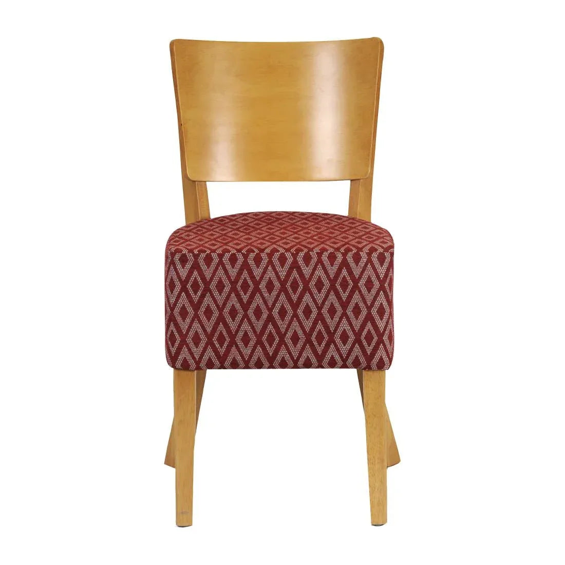 FT424 Asti Padded Soft Oak Dining Chair with Red Diamond Deep Padded Seat and Back (Pack of 2) - JD Catering Equipment Solutions Ltd