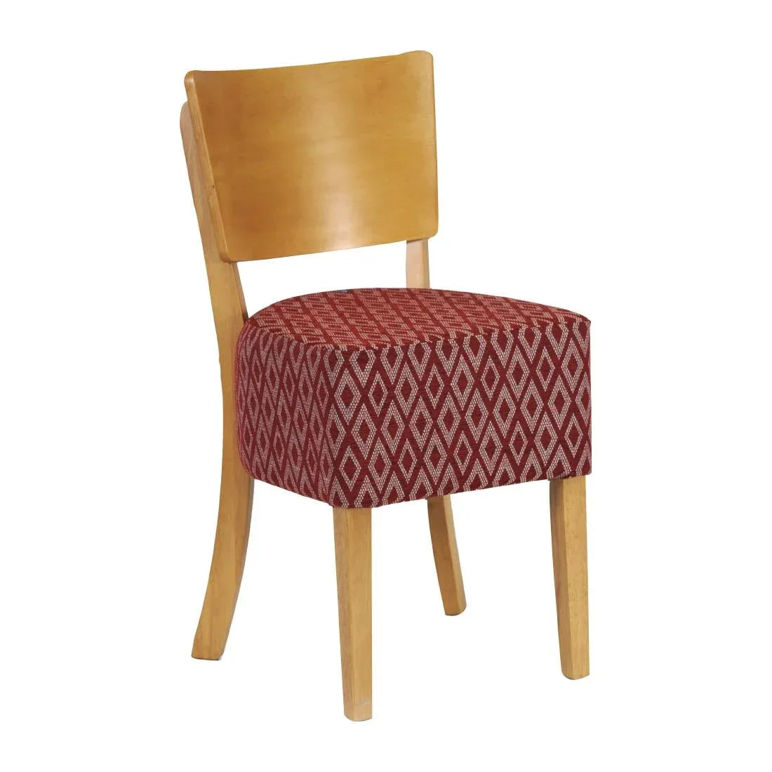 FT424 Asti Padded Soft Oak Dining Chair with Red Diamond Deep Padded Seat and Back (Pack of 2) - JD Catering Equipment Solutions Ltd