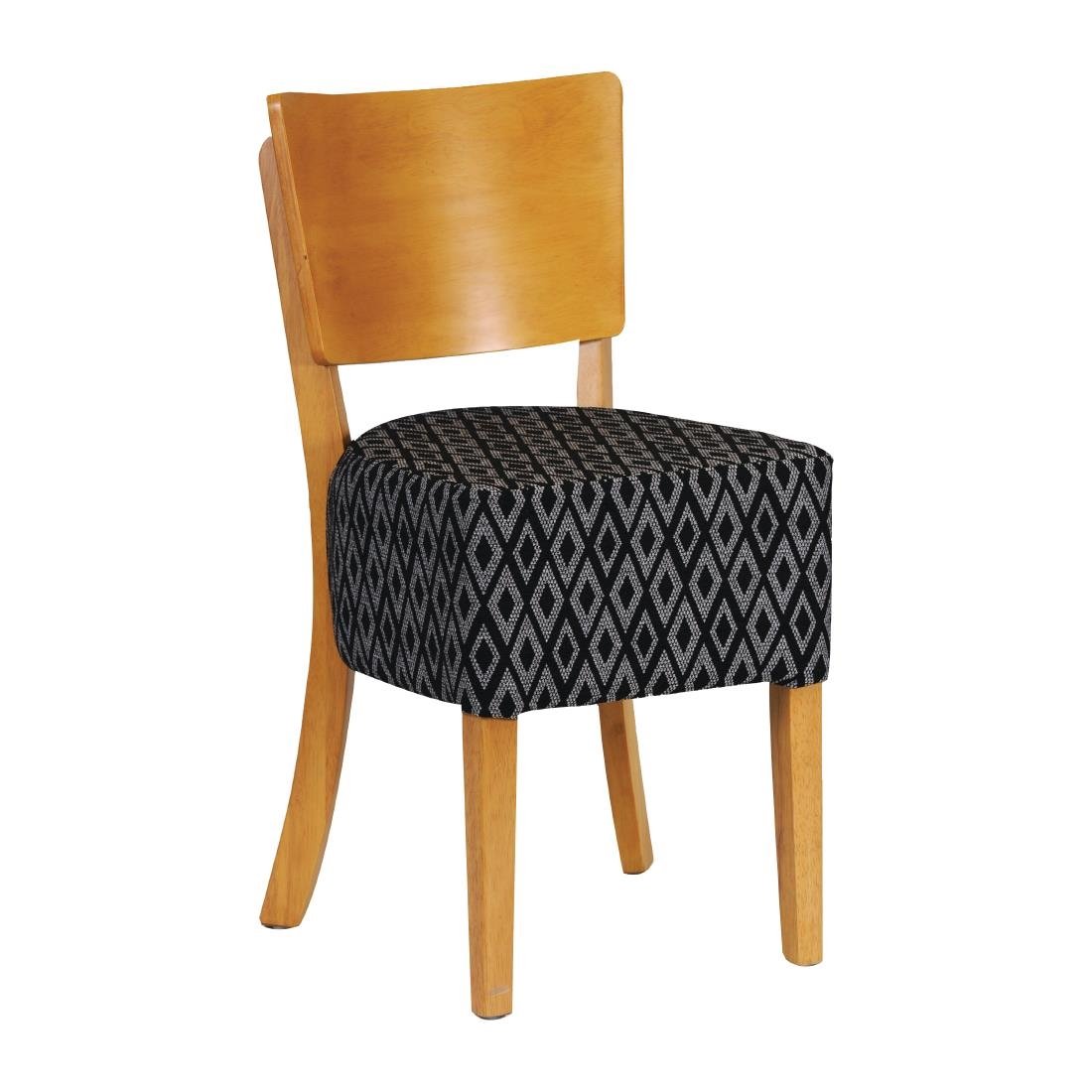 FT425 Asti Padded Soft Oak Dining Chair with Black Diamond Deep Padded Seat and Back (Pack of 2) JD Catering Equipment Solutions Ltd