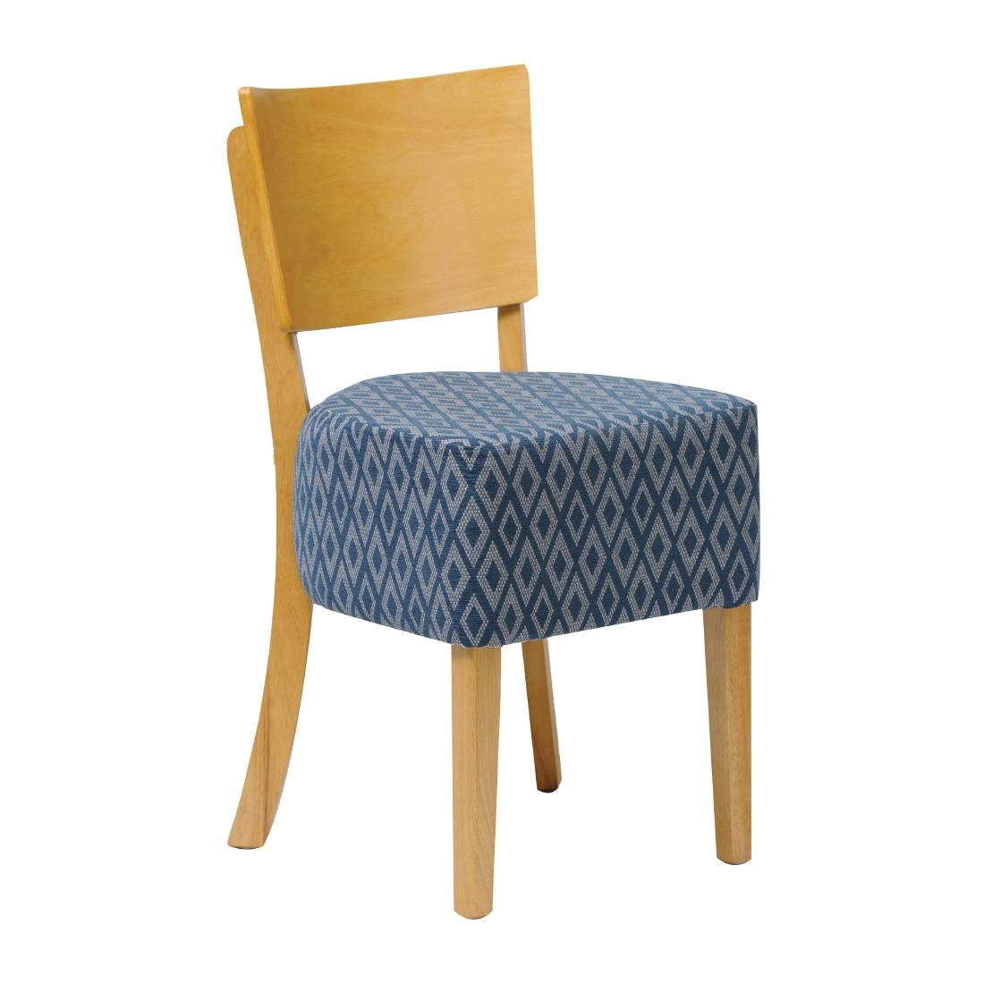 FT426 Asti Padded Soft Oak Dining Chair with Blue Diamond Deep Padded Seat and Back (Pack of 2) JD Catering Equipment Solutions Ltd