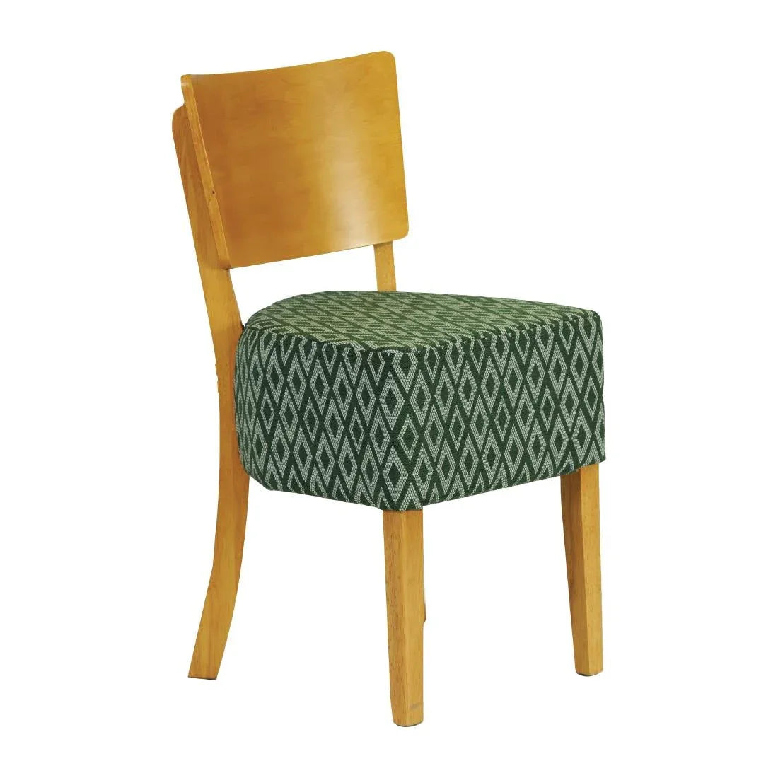 FT427 Asti Padded Soft Oak Dining Chair with Green Diamond Deep Padded Seat and Back (Pack of 2) - JD Catering Equipment Solutions Ltd