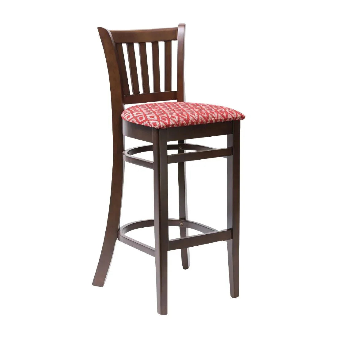 FT430 Manhattan Dark Walnut Bar Chair with Red Diamond Padded Seat - JD Catering Equipment Solutions Ltd