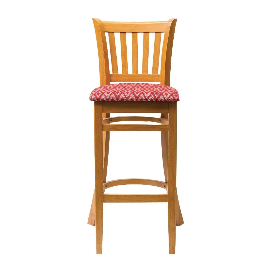 FT434 Manhattan Dark Walnut Bar Chair with Red Diamond Padded Seat - JD Catering Equipment Solutions Ltd