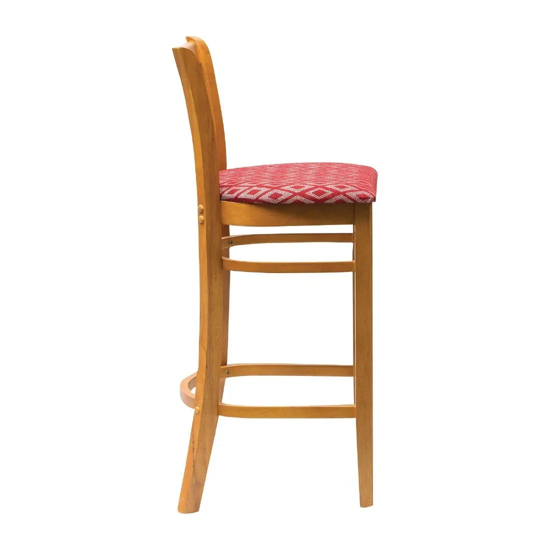 FT434 Manhattan Dark Walnut Bar Chair with Red Diamond Padded Seat - JD Catering Equipment Solutions Ltd