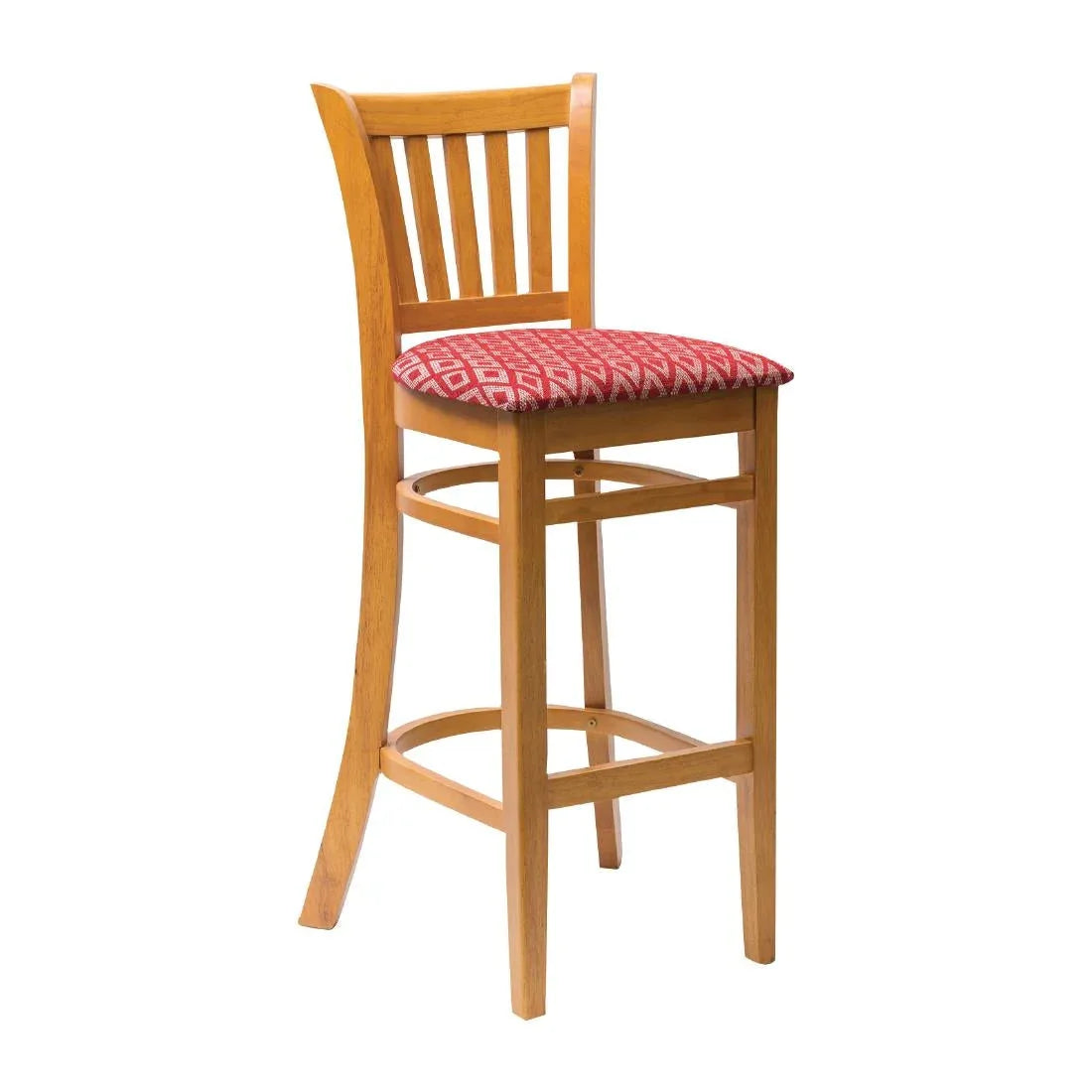 FT434 Manhattan Dark Walnut Bar Chair with Red Diamond Padded Seat - JD Catering Equipment Solutions Ltd