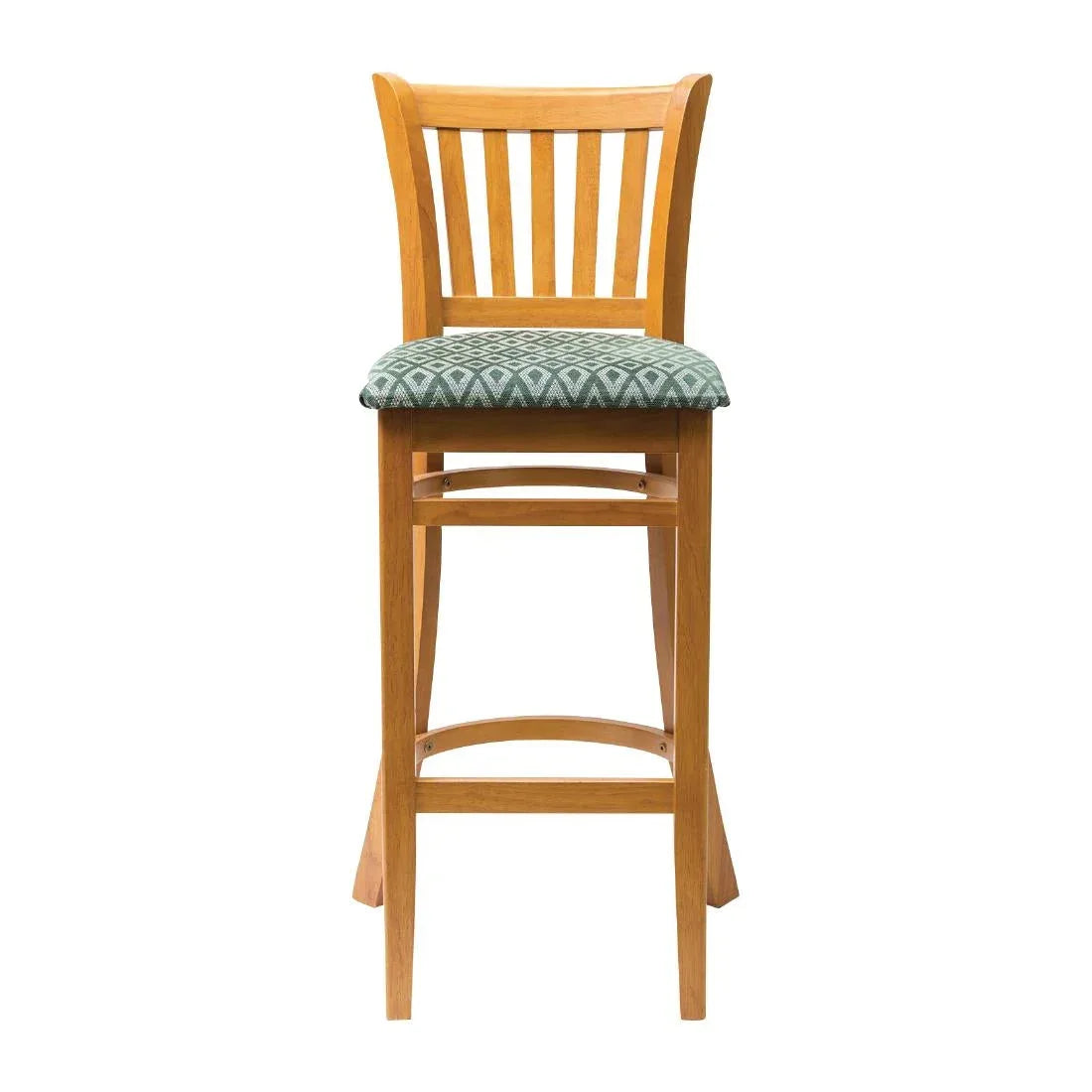 FT437 Manhattan Soft Oak Bar Chair with Green Diamond Padded Seat - JD Catering Equipment Solutions Ltd
