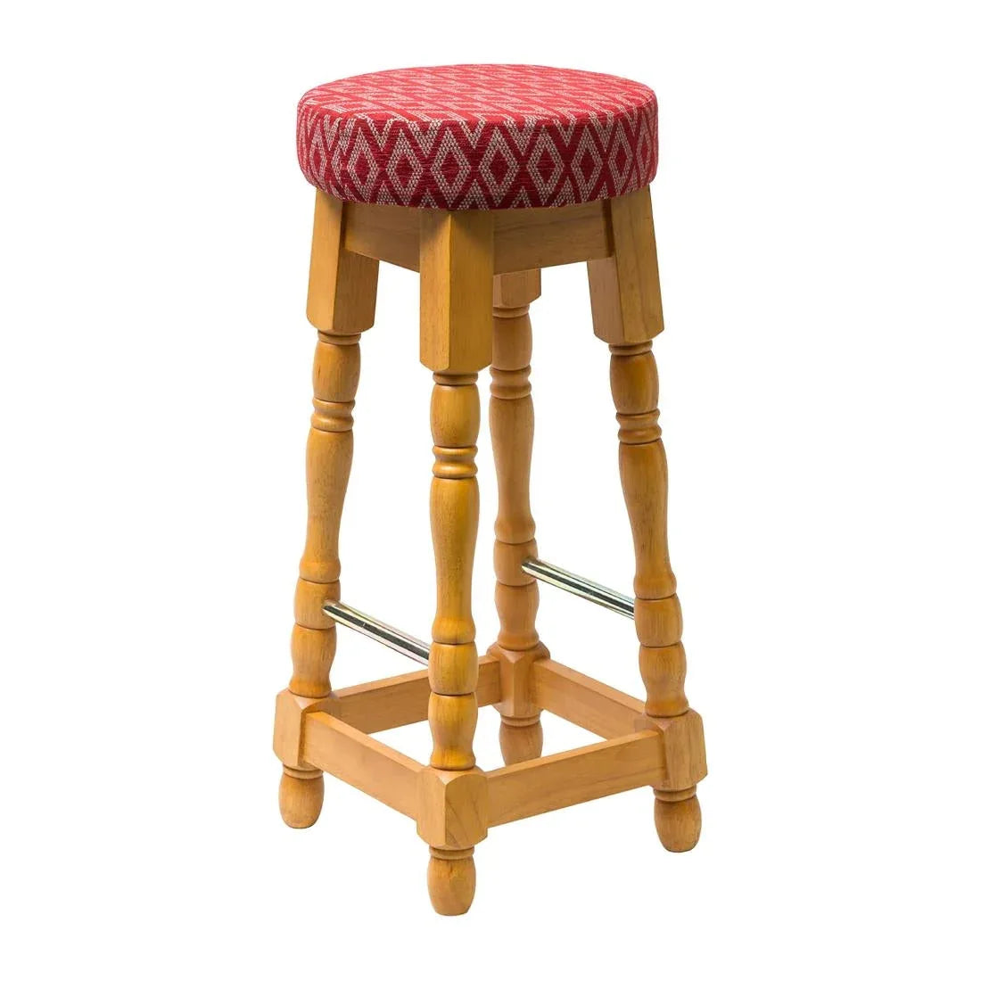 FT459 Classic Soft Oak High Bar Stool with Red Diamond Seat (Pack of 2) - JD Catering Equipment Solutions Ltd