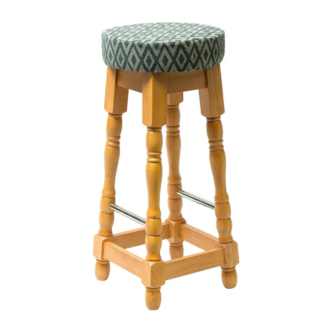 FT462 Classic Soft Oak High Bar Stool with Green Diamond Seat (Pack of 2) - JD Catering Equipment Solutions Ltd